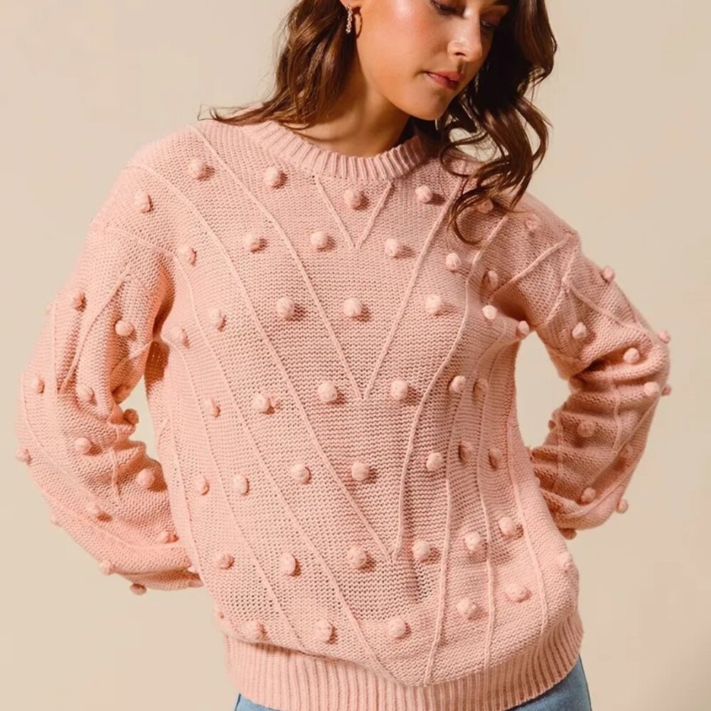 SO ME Pom Pom Textured Knit Sweater Top - Picture 6 of 10